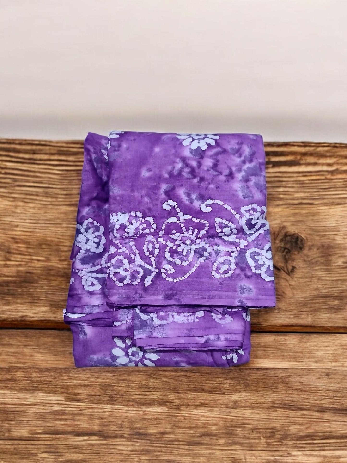 Lavender batik printed saree