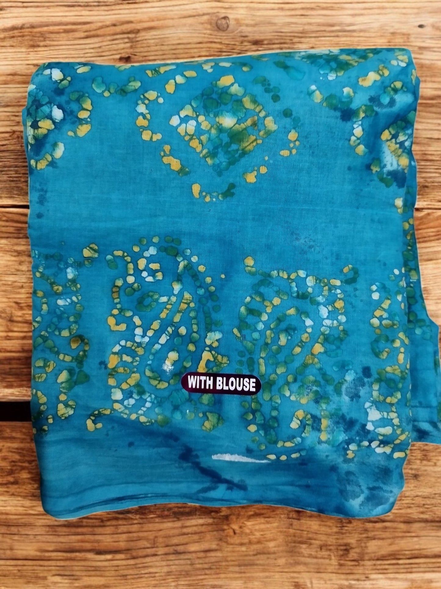 Sky blue batik printed saree