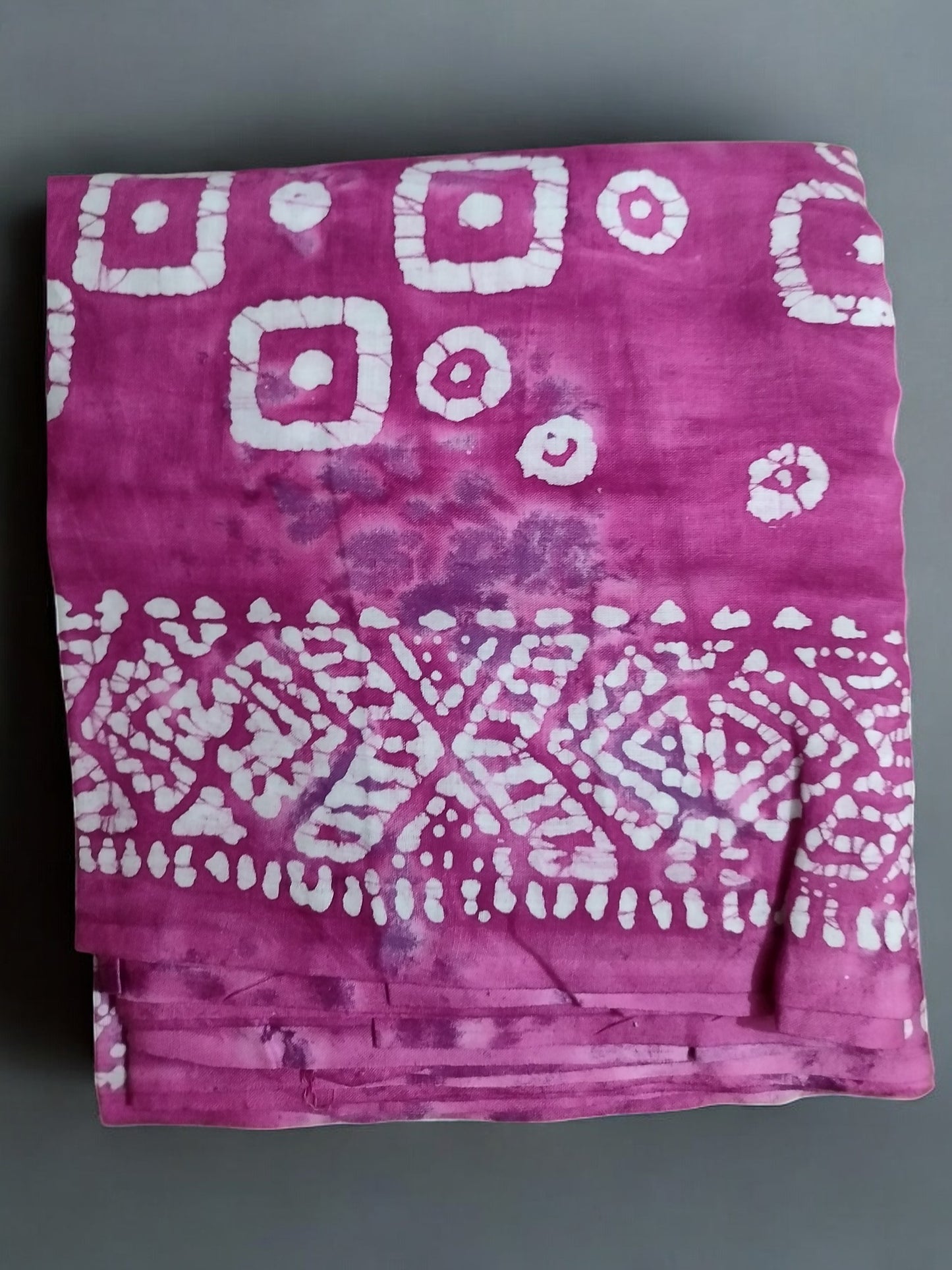 pink batik printed saree