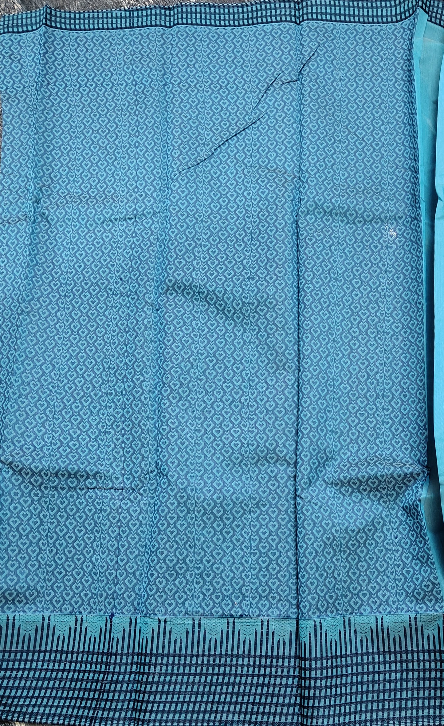 Kanchi semi silk Sky blue with navy blue border saree